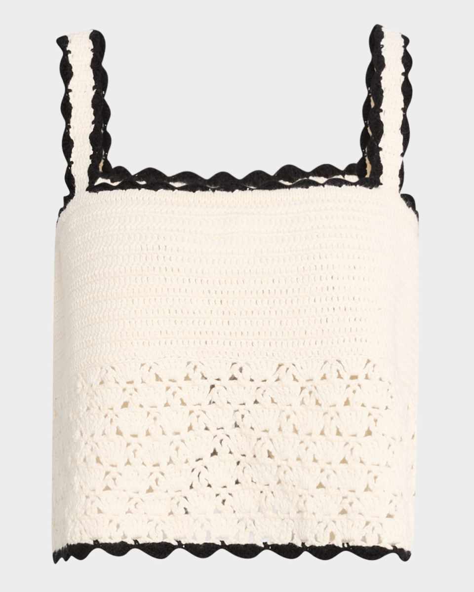 Caria Scallop-Trim Crochet Top
